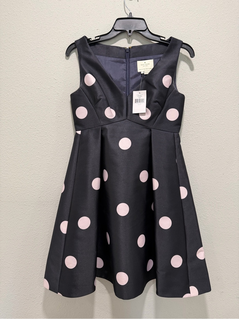 kate spade Black Fit-and-Flare Dress with Pink Polka Dots